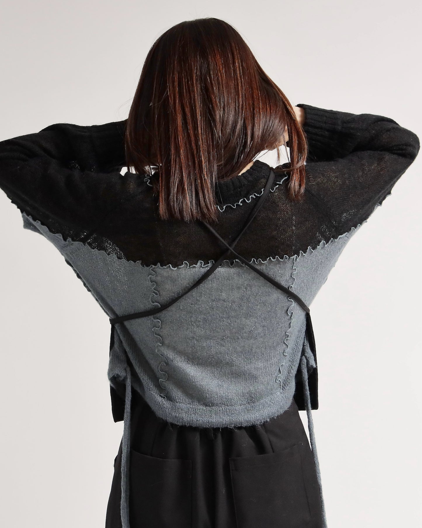 カラーブロックニットプルオーバー