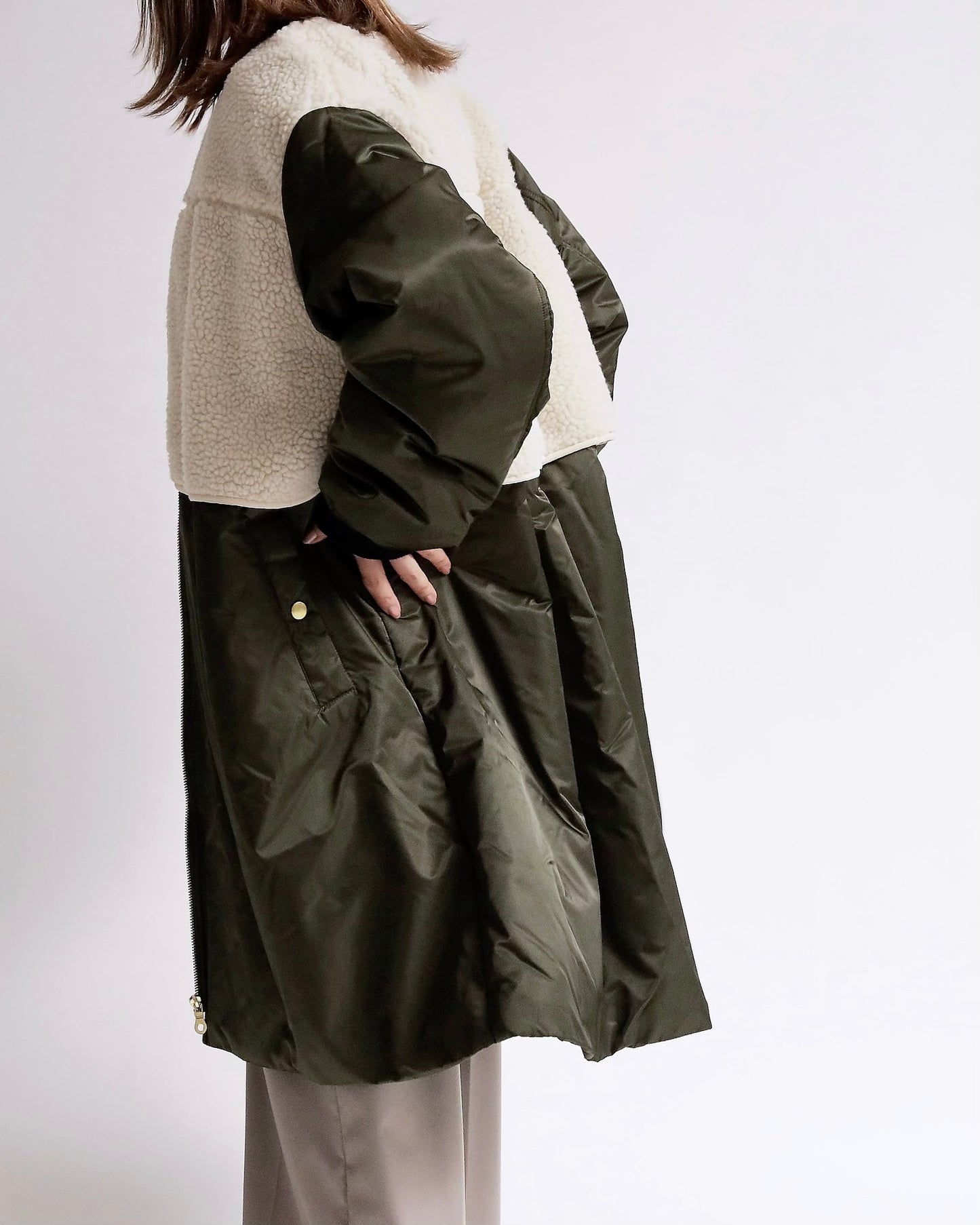 ボアレイヤード ミリタリーロングコート