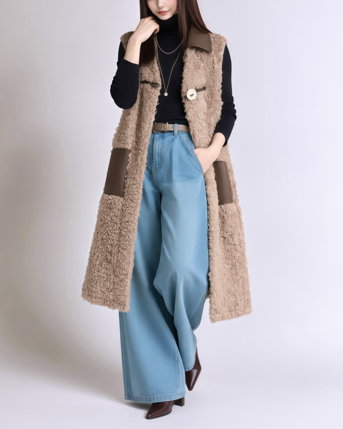 異素材コンビ ロングボアジレ
