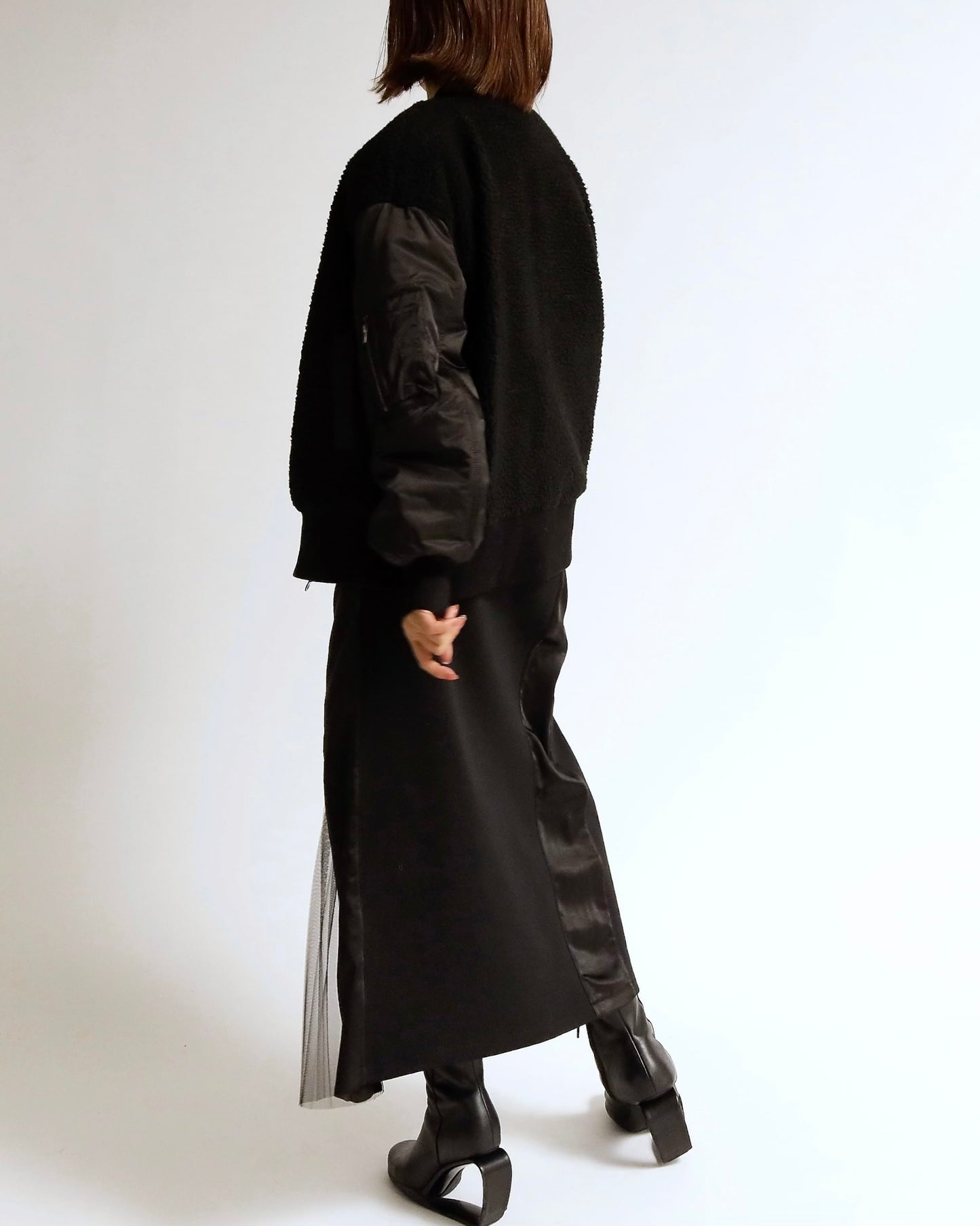 ボア×ナイロン コンビブルゾン