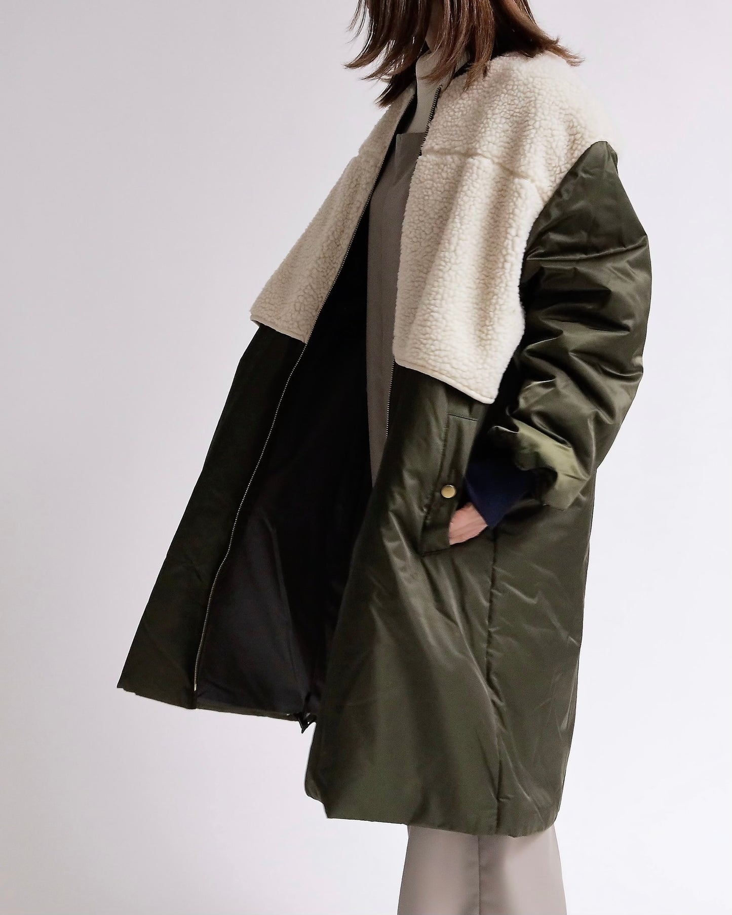 ボアレイヤード ミリタリーロングコート