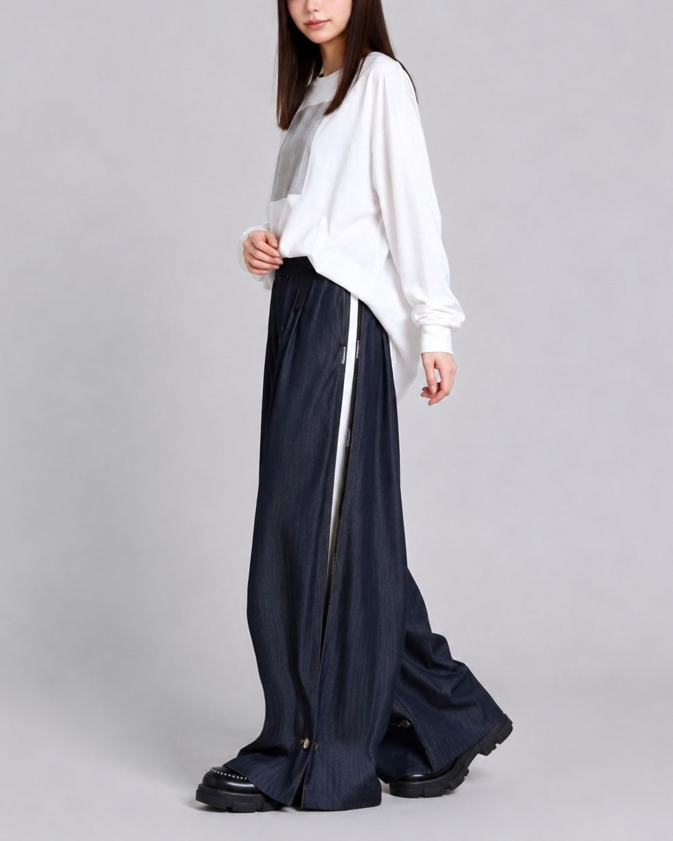 アシンメトリーライン 2WAYワイドパンツ