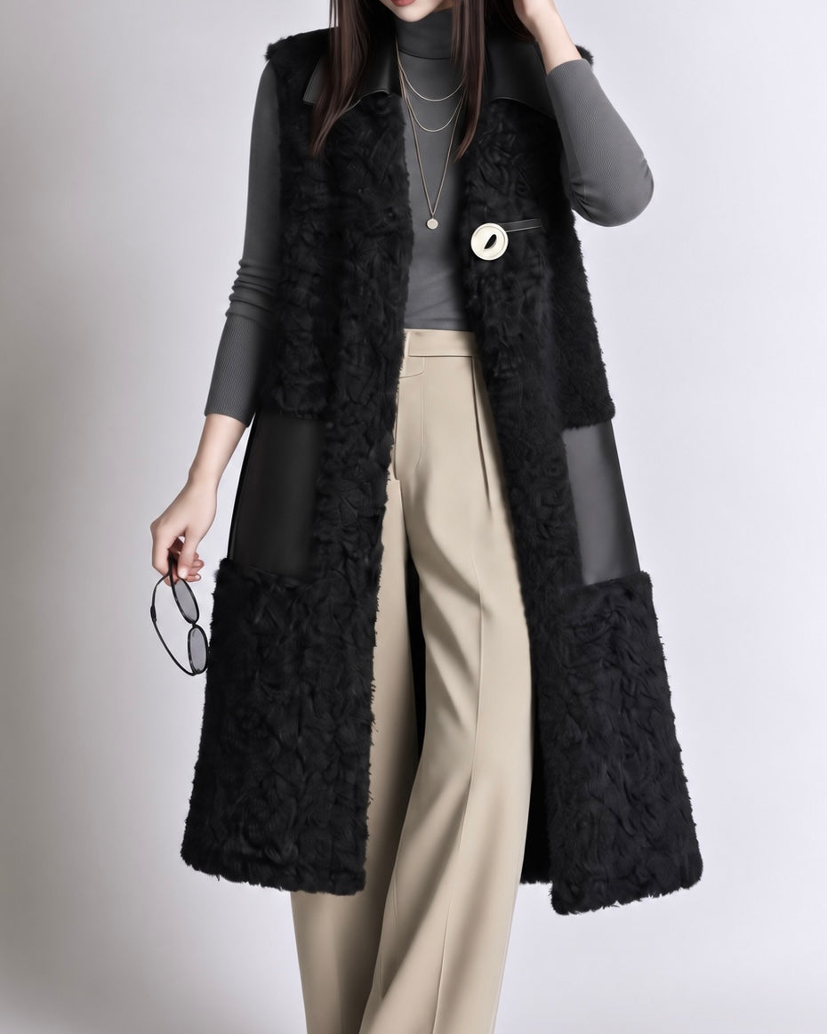異素材コンビ ロングボアジレ