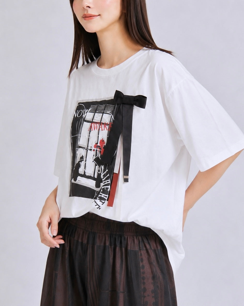 アートプリント リボンデザインTシャツ
