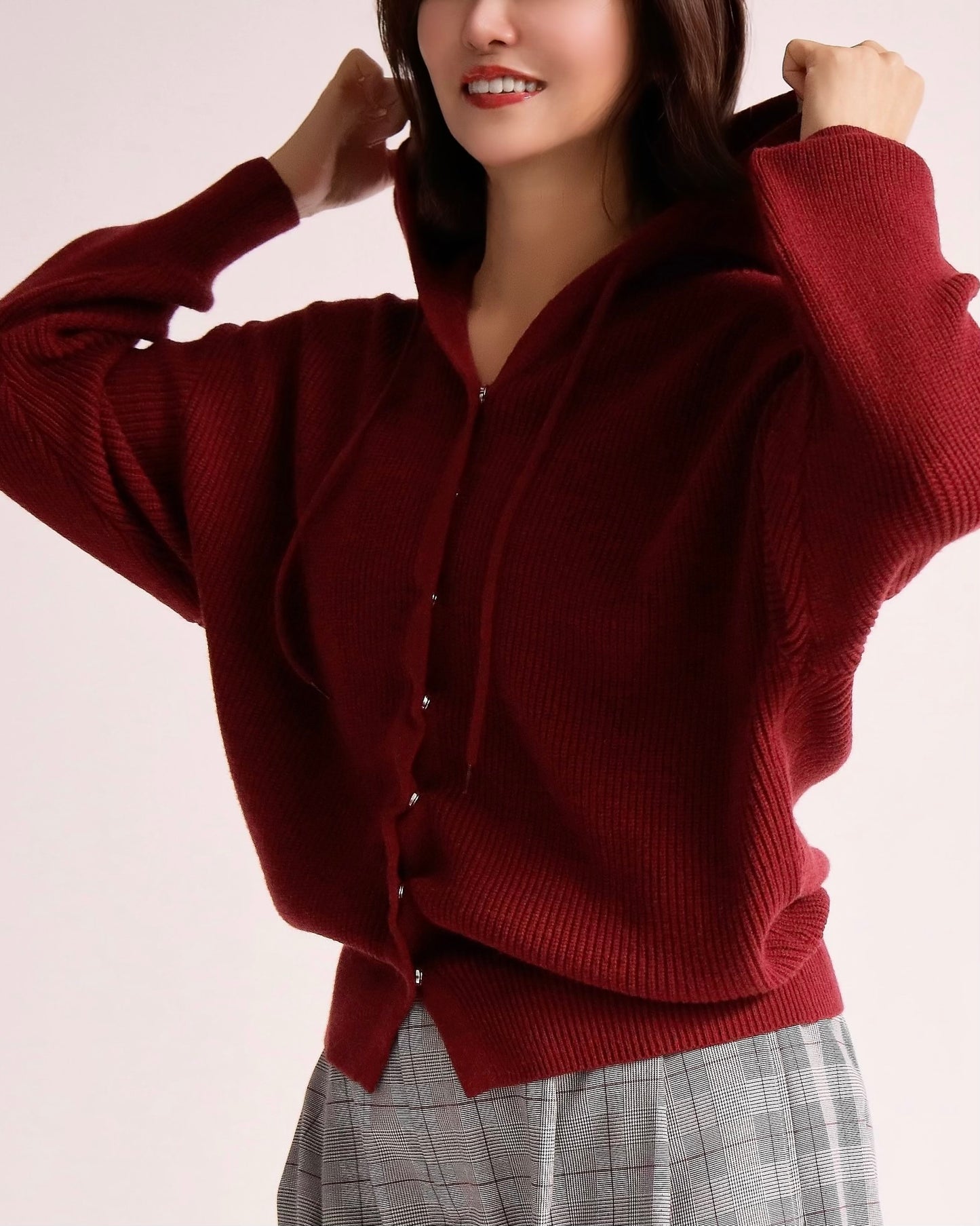 ニットフーディーカーディガン