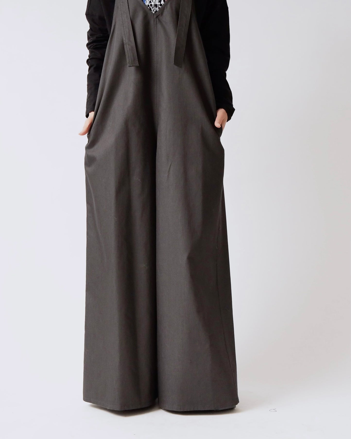 V サスペンダー ワイドサロペット