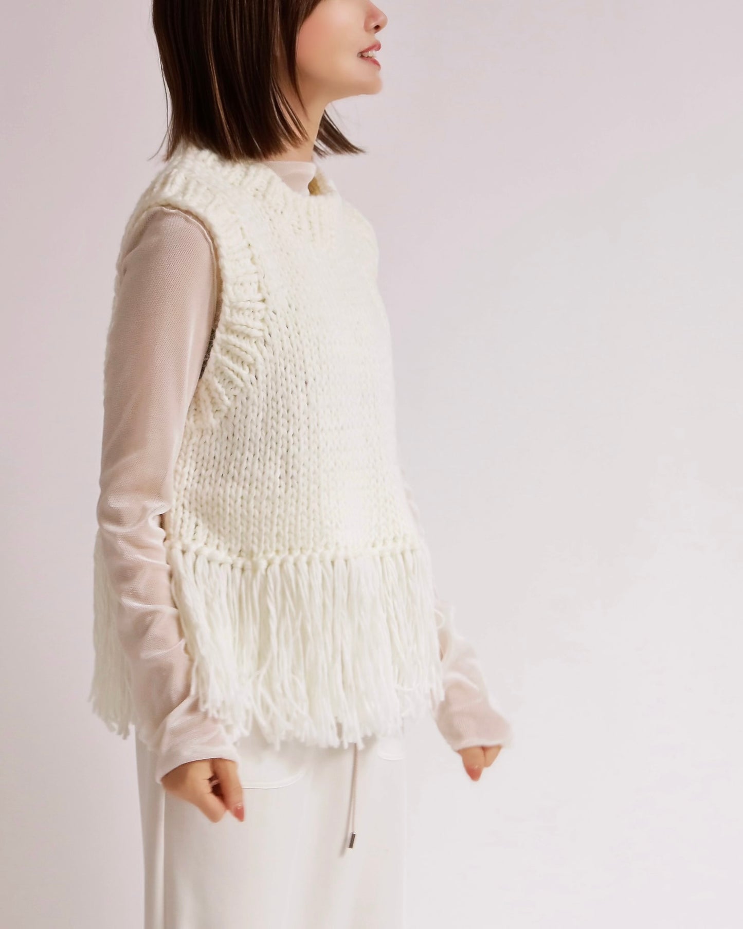 フリンジニットベスト
