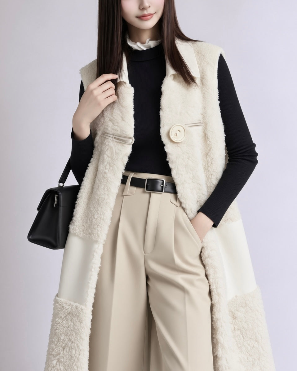 異素材コンビ ロングボアジレ