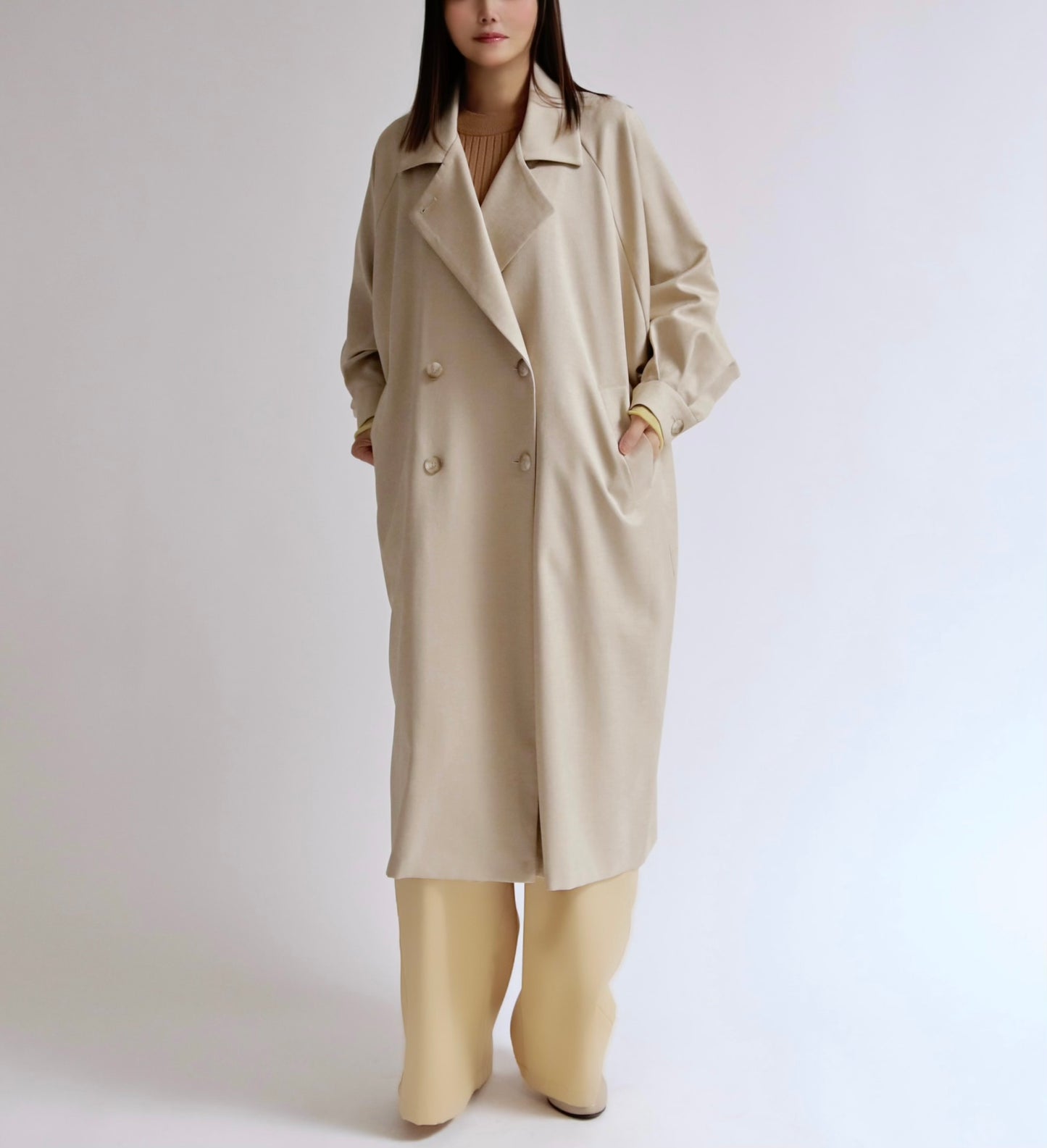 ニュアンスドレープ ダブルロングコート