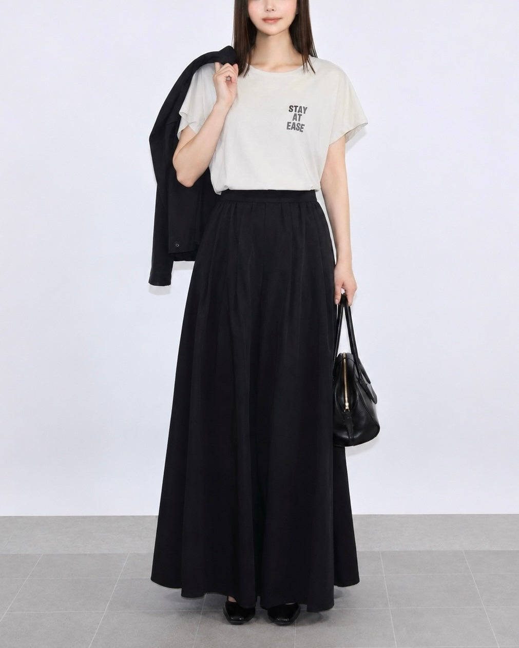 STAY AT EASE ロゴフレンチスリーブTシャツ