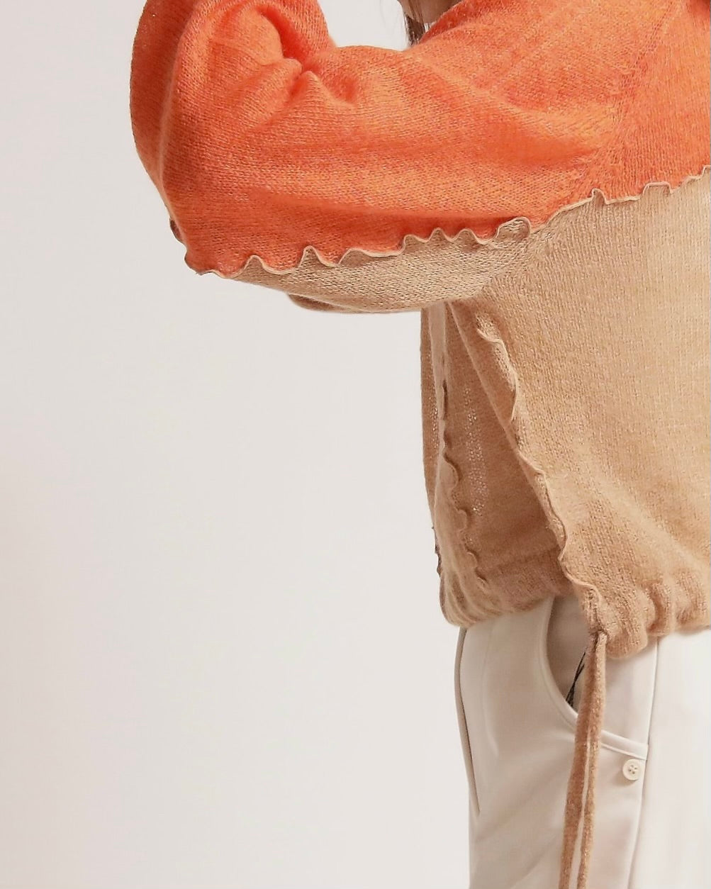 カラーブロックニットプルオーバー