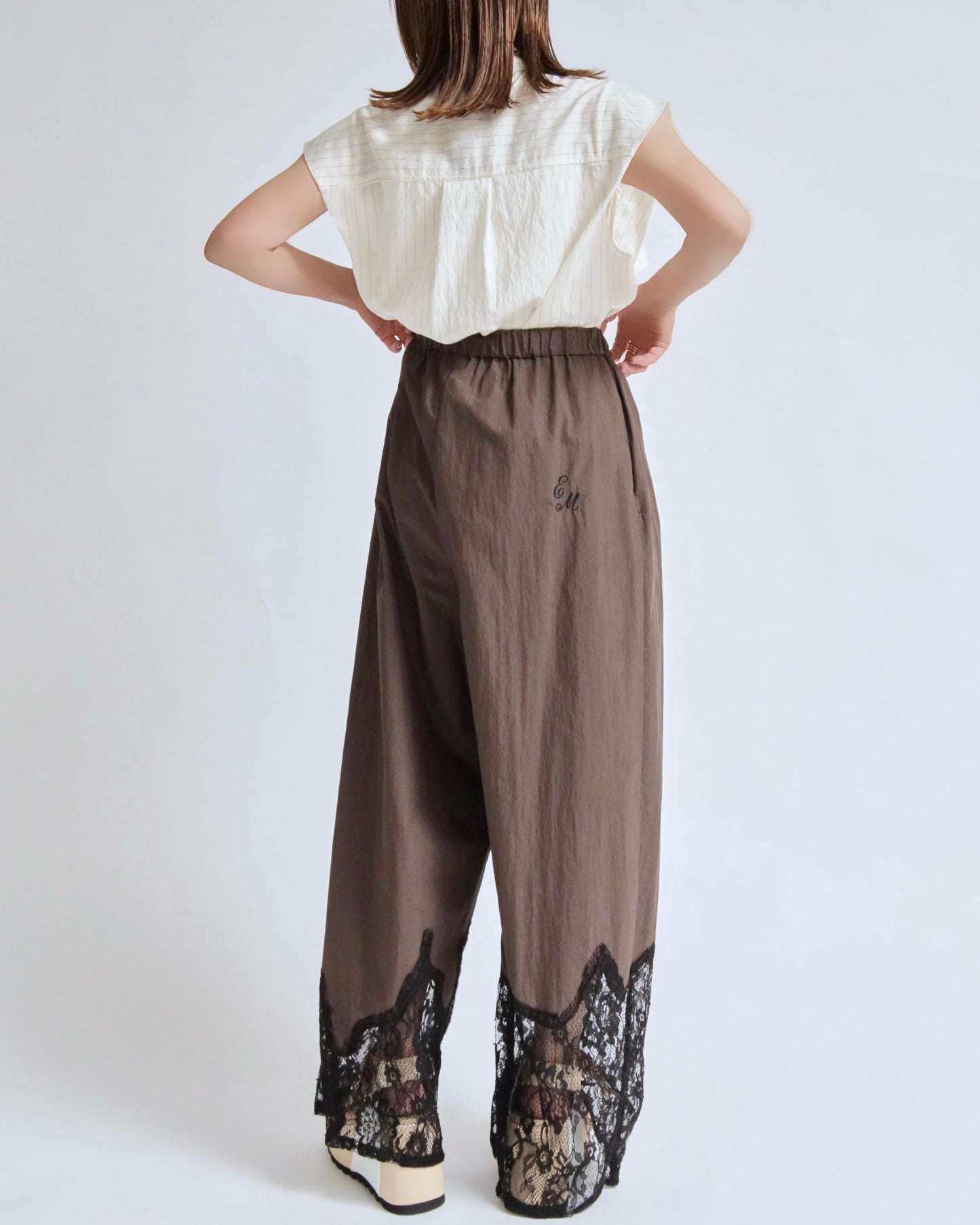 レースドッキングワイドパンツ