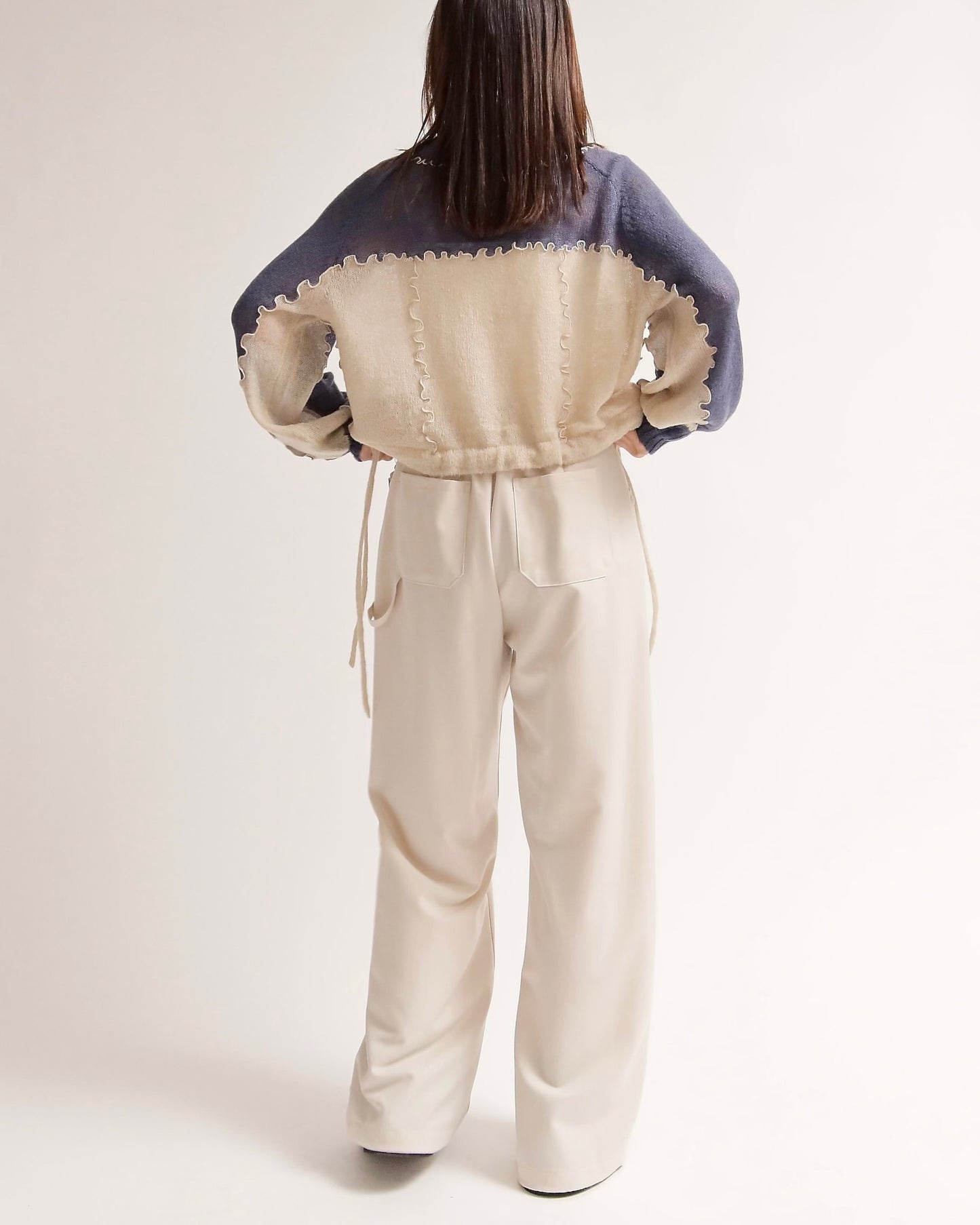 カラーブロックニットプルオーバー