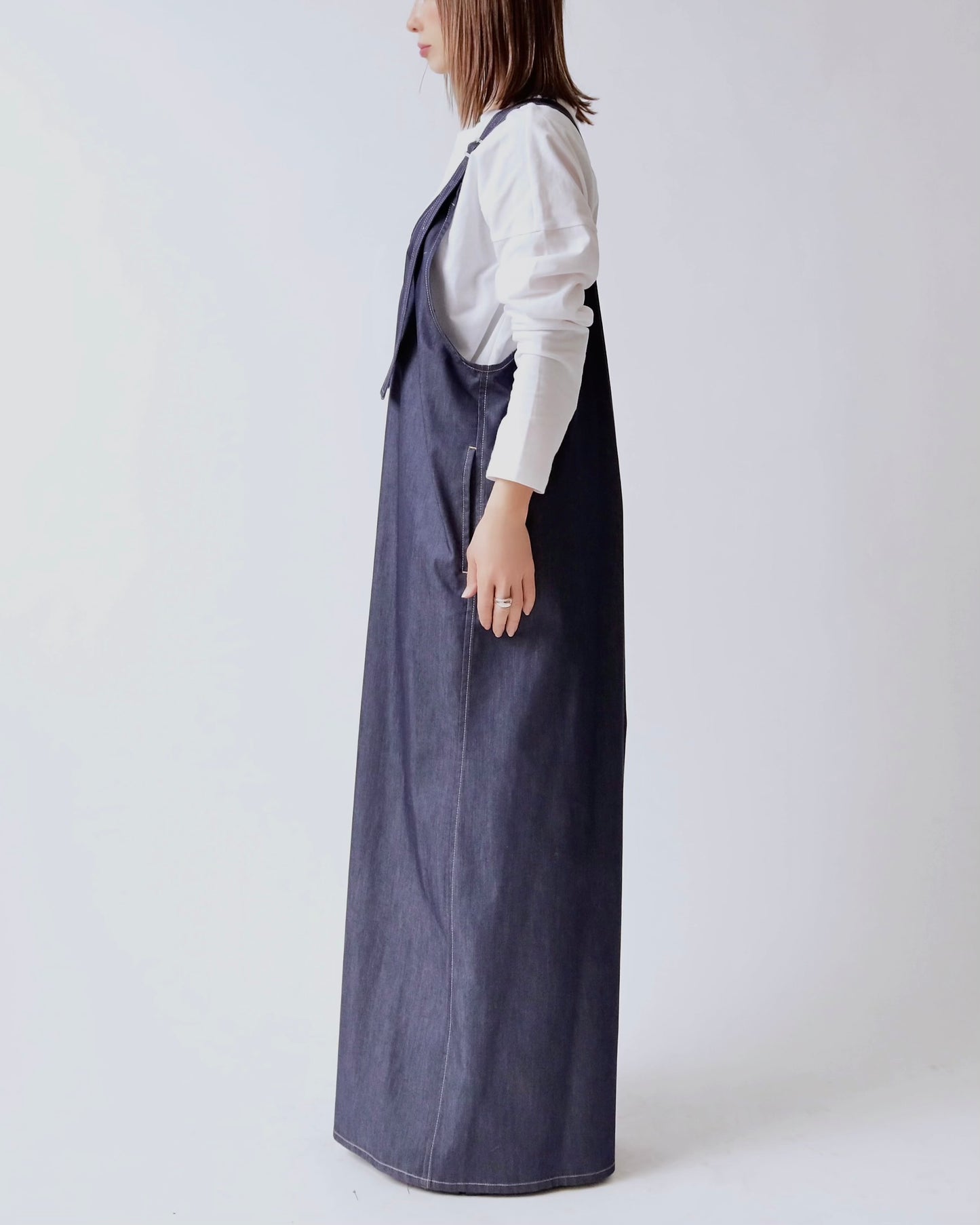 V サスペンダー ワイドサロペット