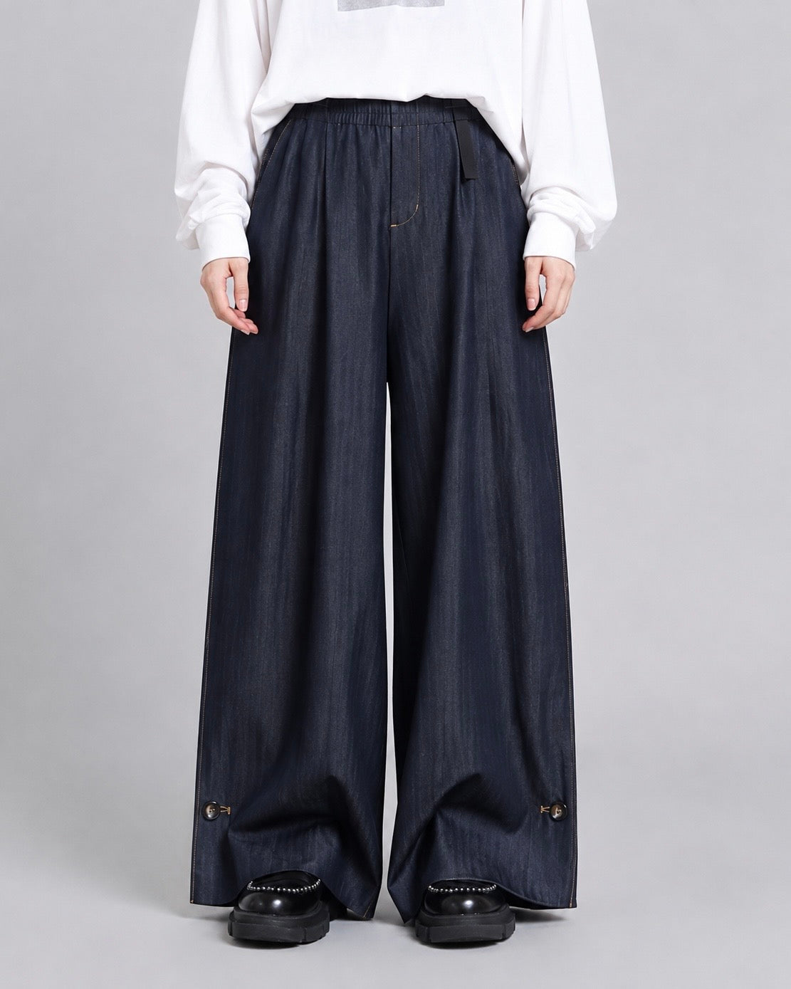 アシンメトリーライン 2WAYワイドパンツ