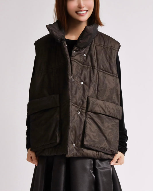 キルティングスタンドネックベスト