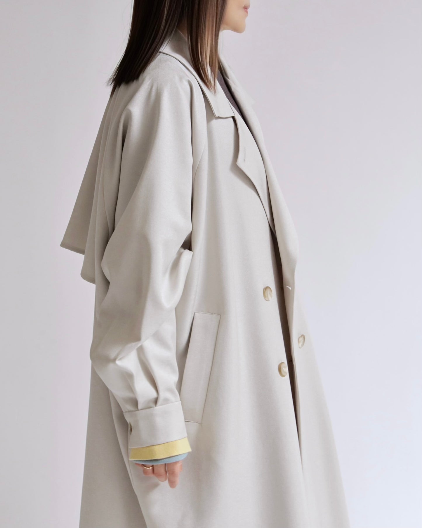 ニュアンスドレープ ダブルロングコート