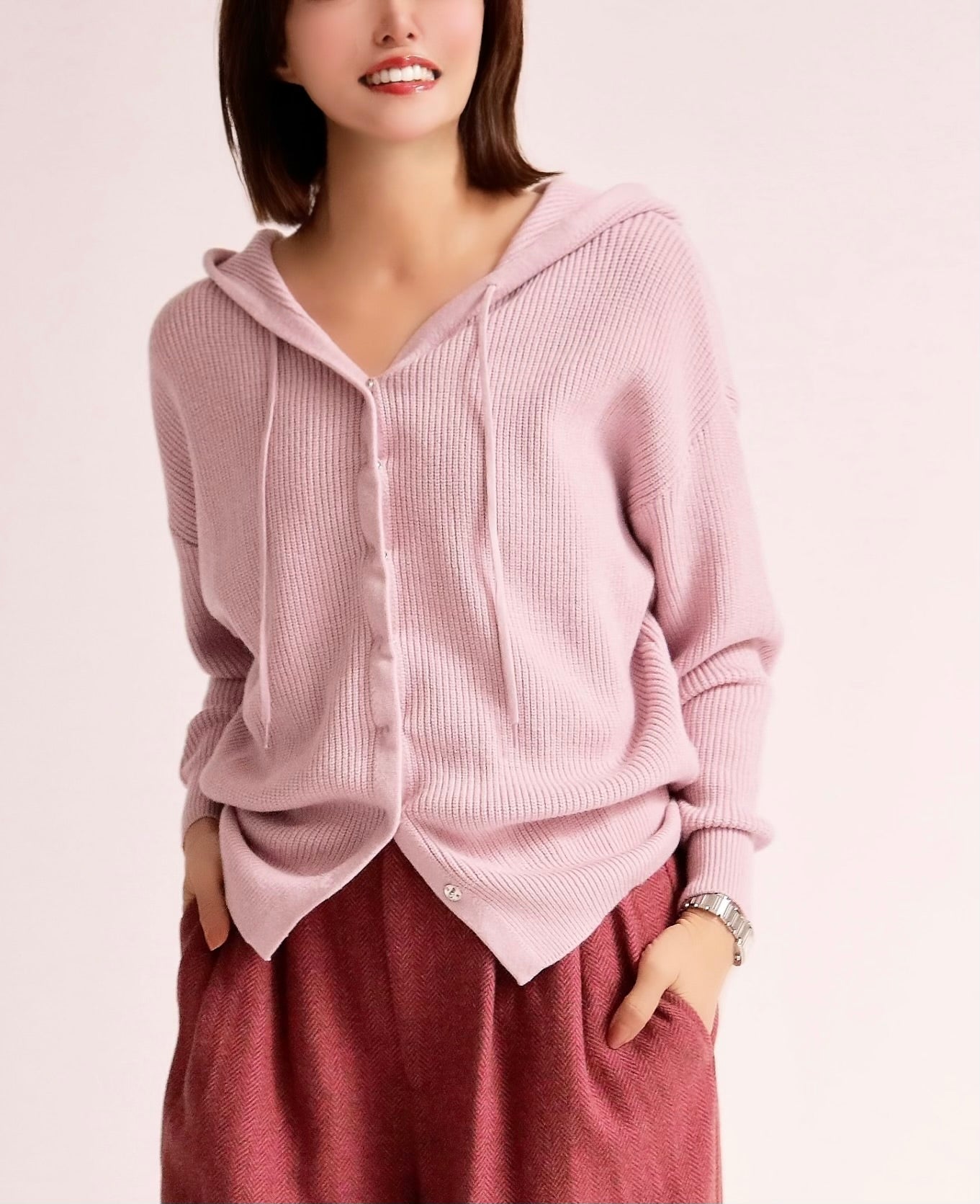 ニットフーディーカーディガン