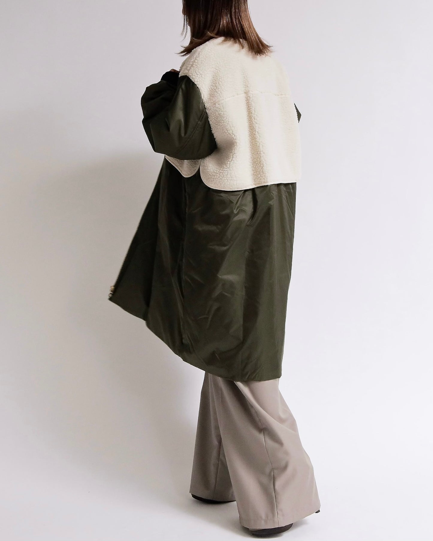 ボアレイヤード ミリタリーロングコート