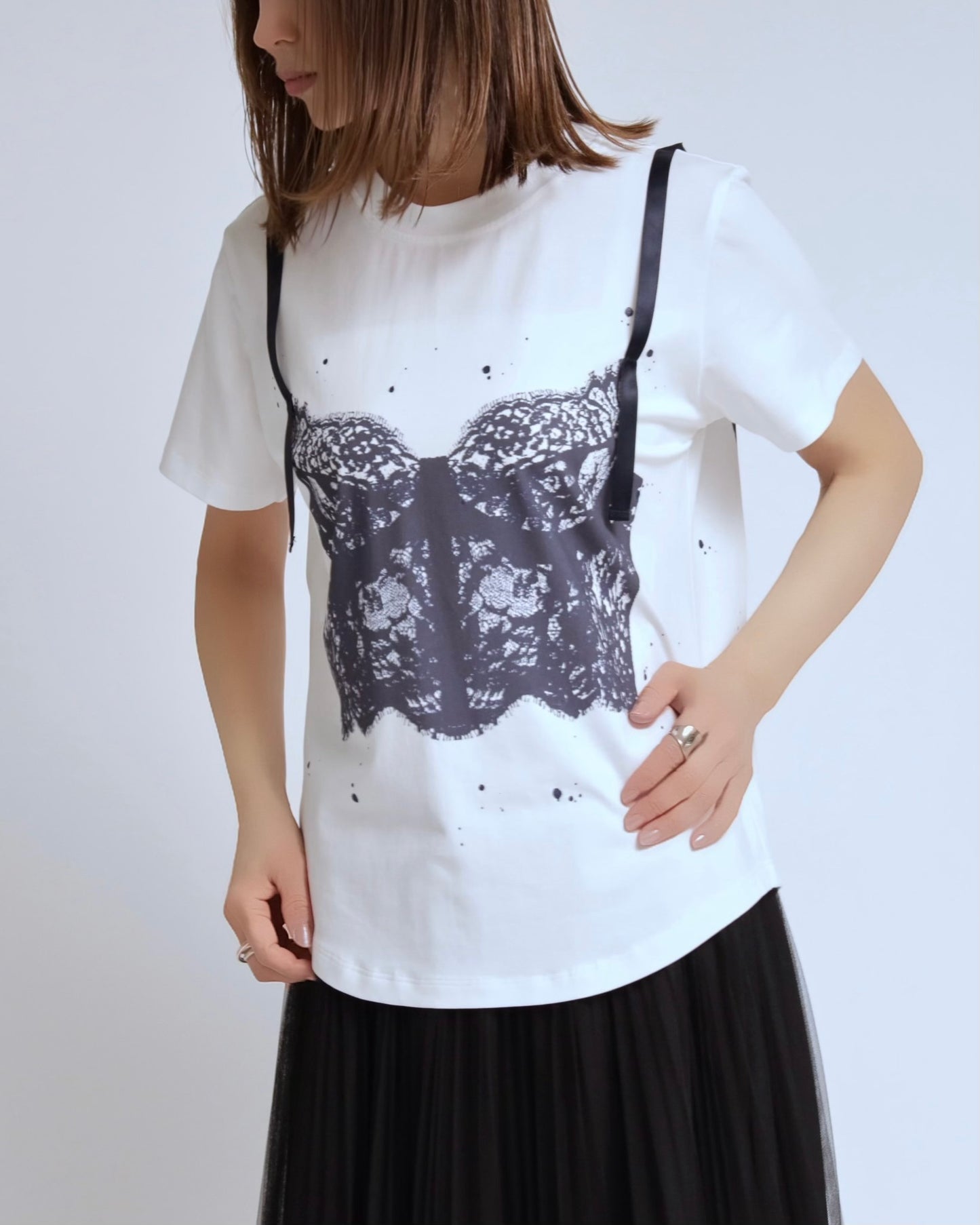 レースビスチェプリントTシャツ