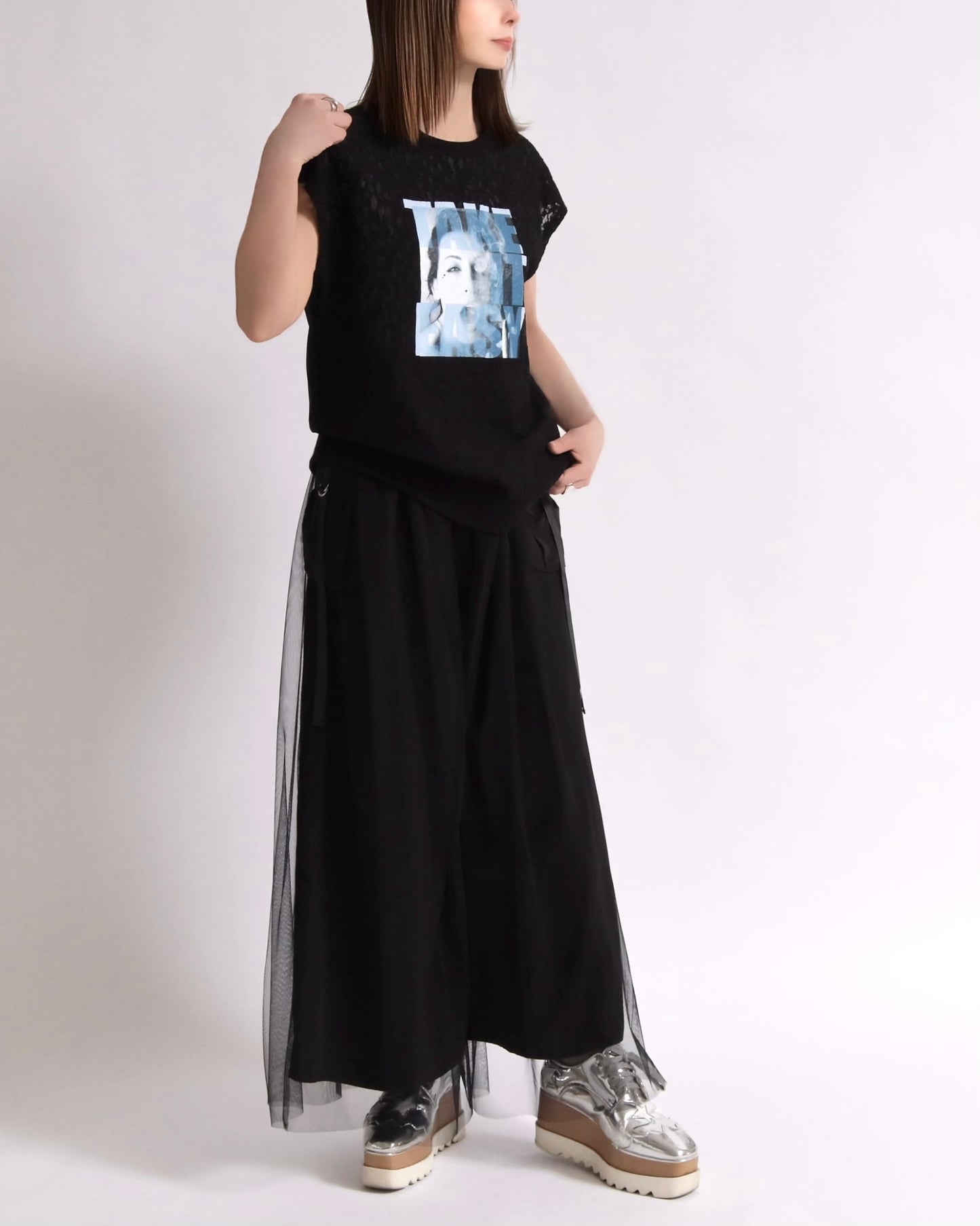 レースレイヤード フォトトップス