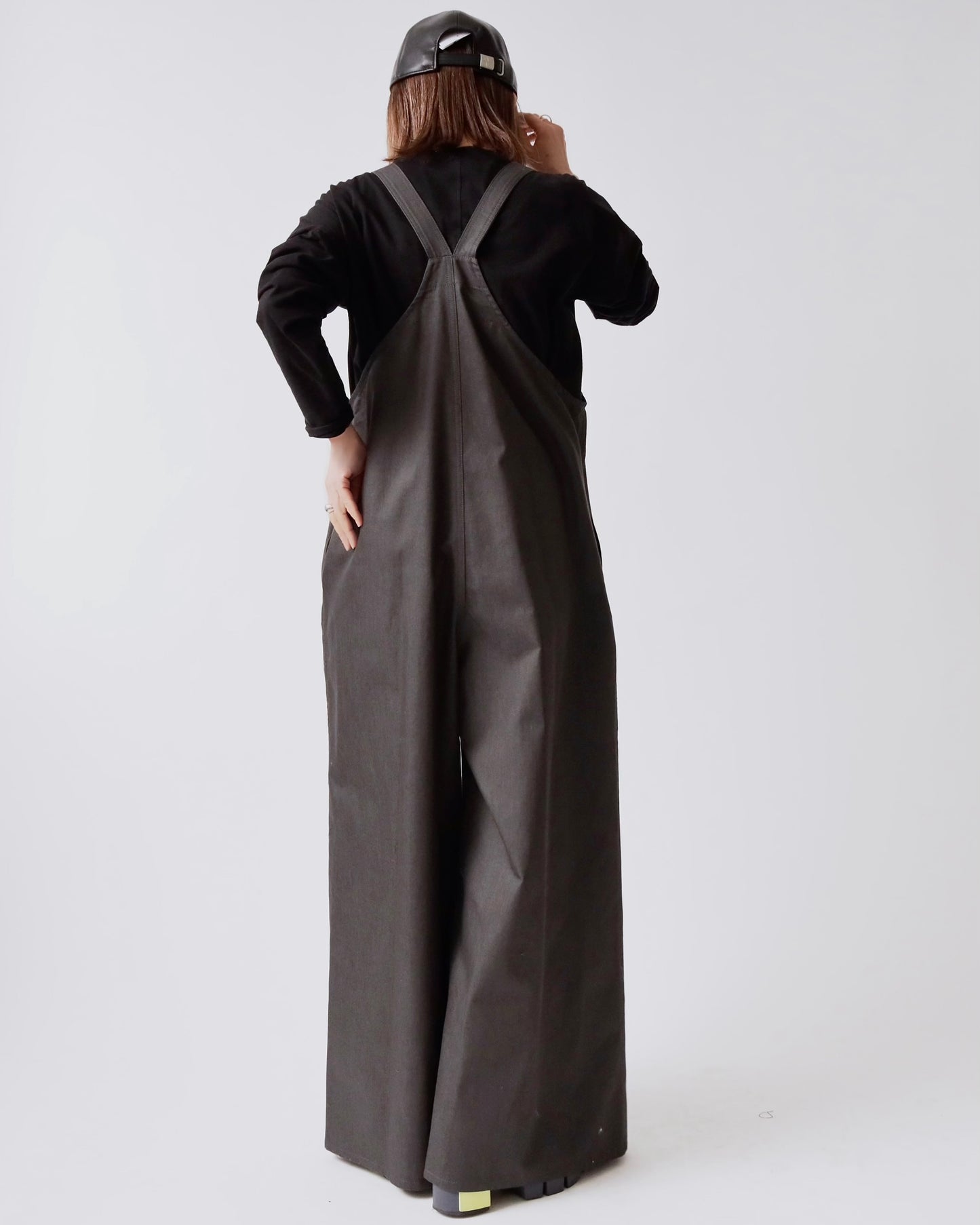 V サスペンダー ワイドサロペット