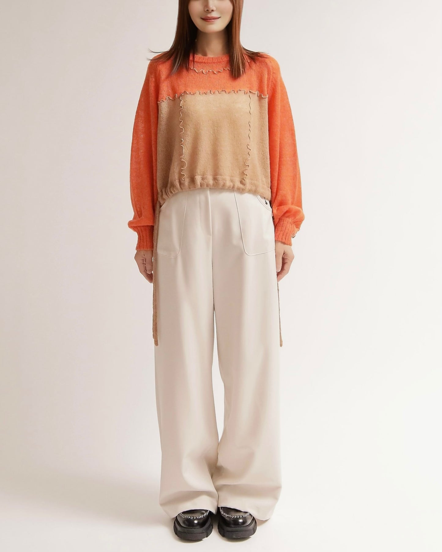 カラーブロックニットプルオーバー