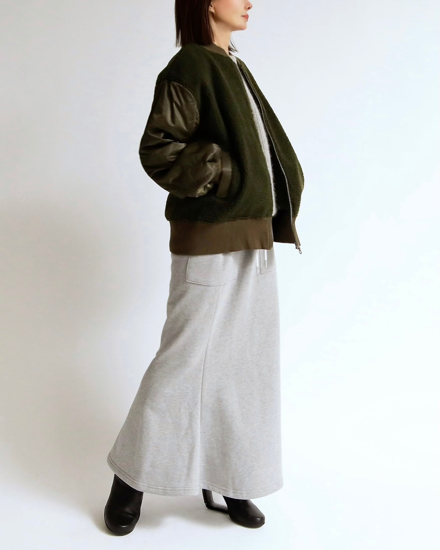 ボア×ナイロン コンビブルゾン