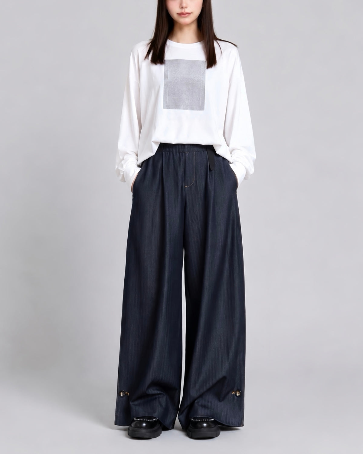 アシンメトリーライン 2WAYワイドパンツ