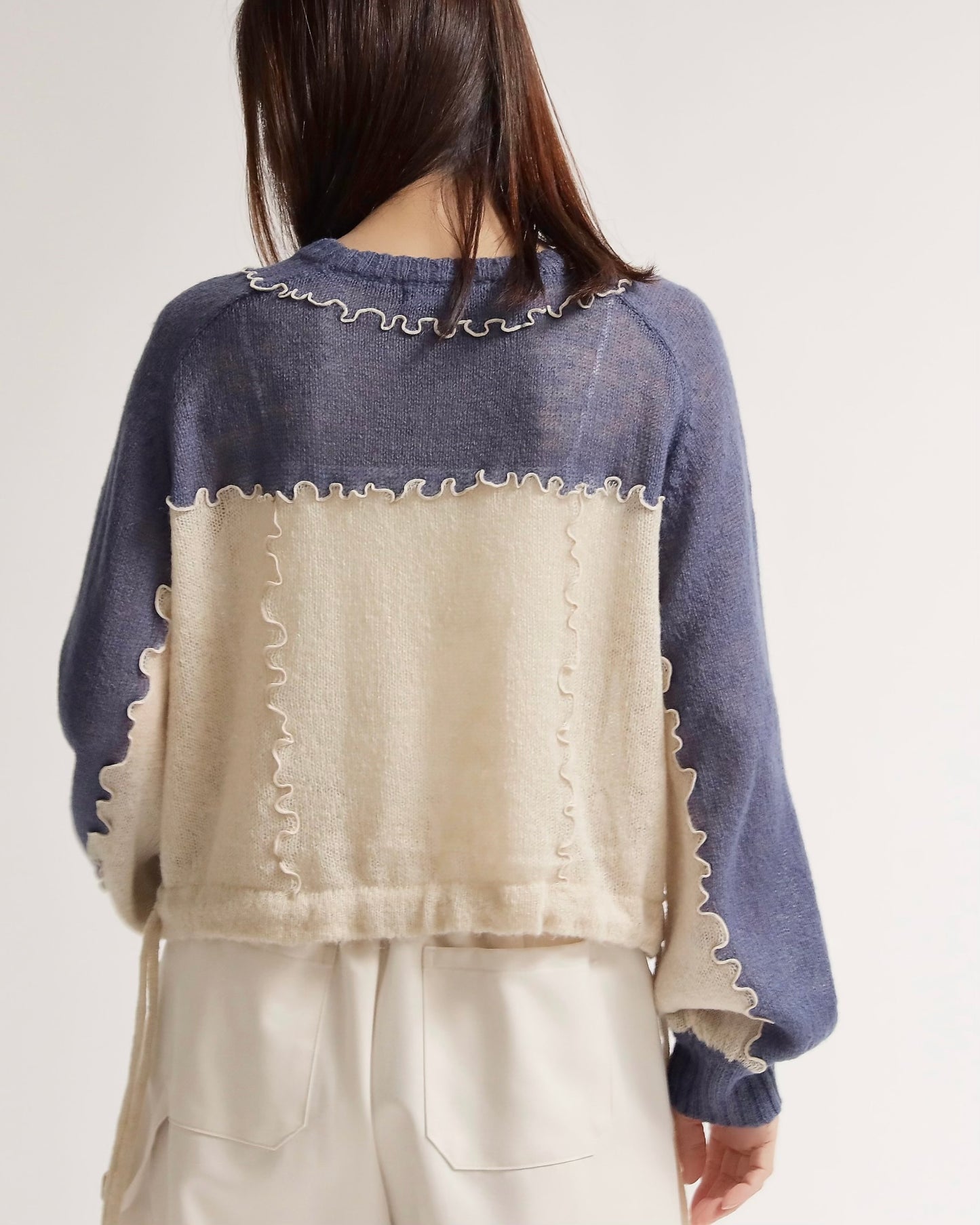 カラーブロックニットプルオーバー