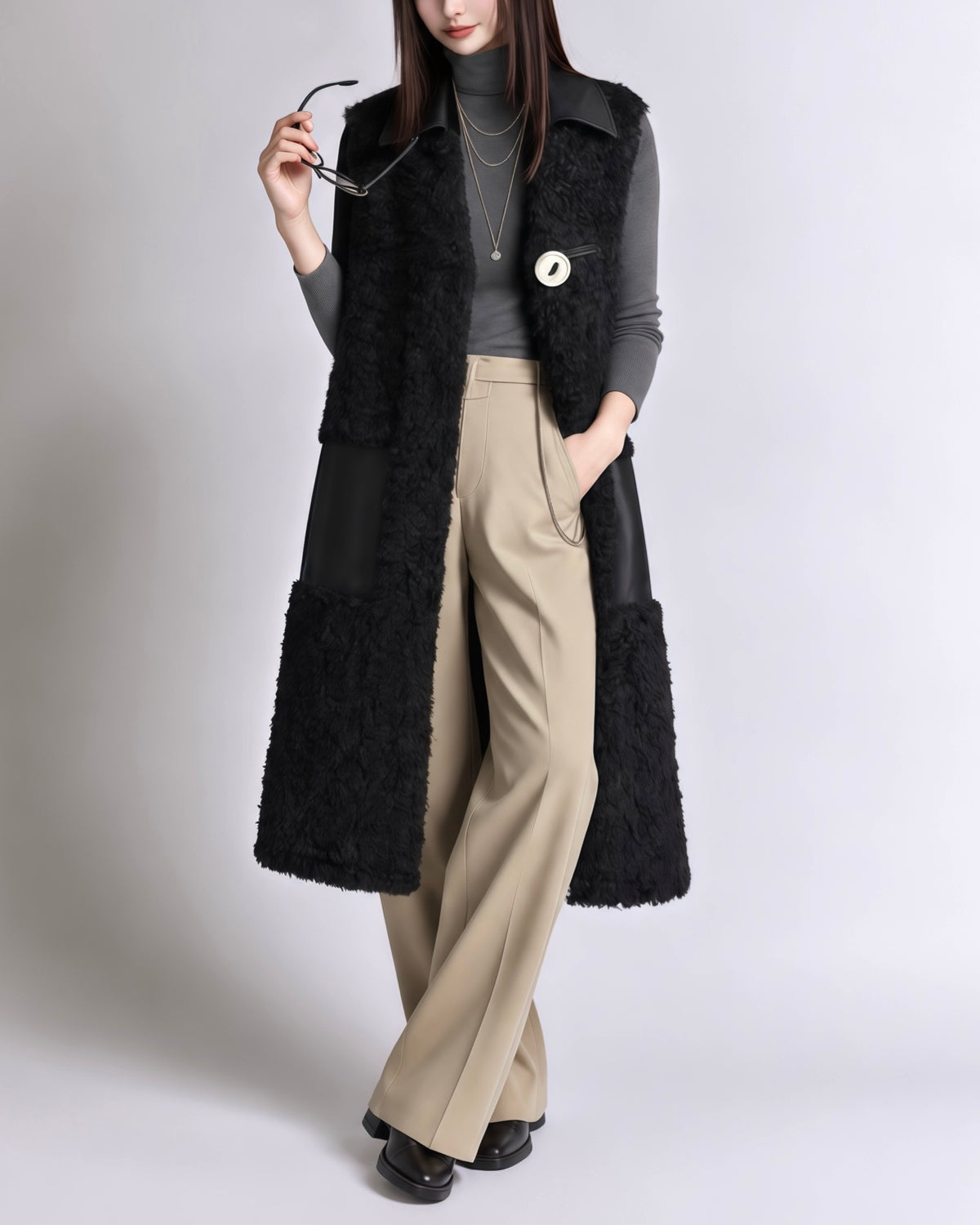 異素材コンビ ロングボアジレ