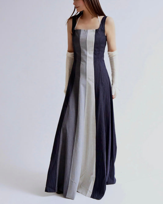 バーティカル・コントラストロングドレス