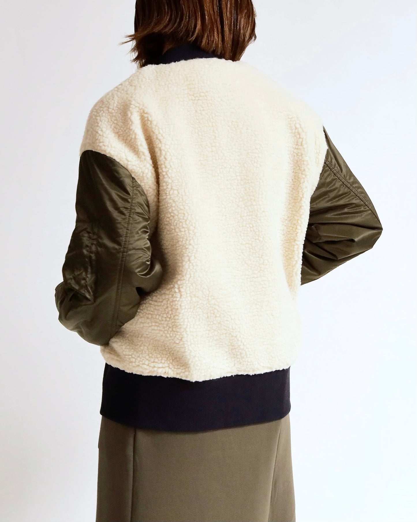 ボア×ナイロン コンビブルゾン