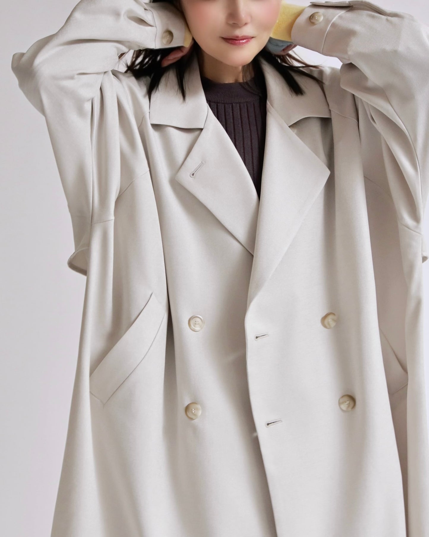 ニュアンスドレープ ダブルロングコート