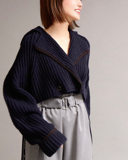 ショート丈リブニットカーディガン