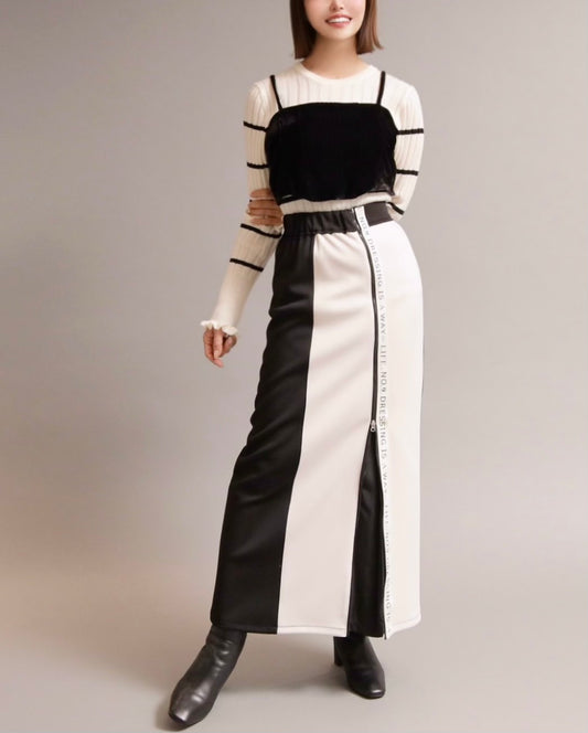 ロゴテープジップボンディングスカート