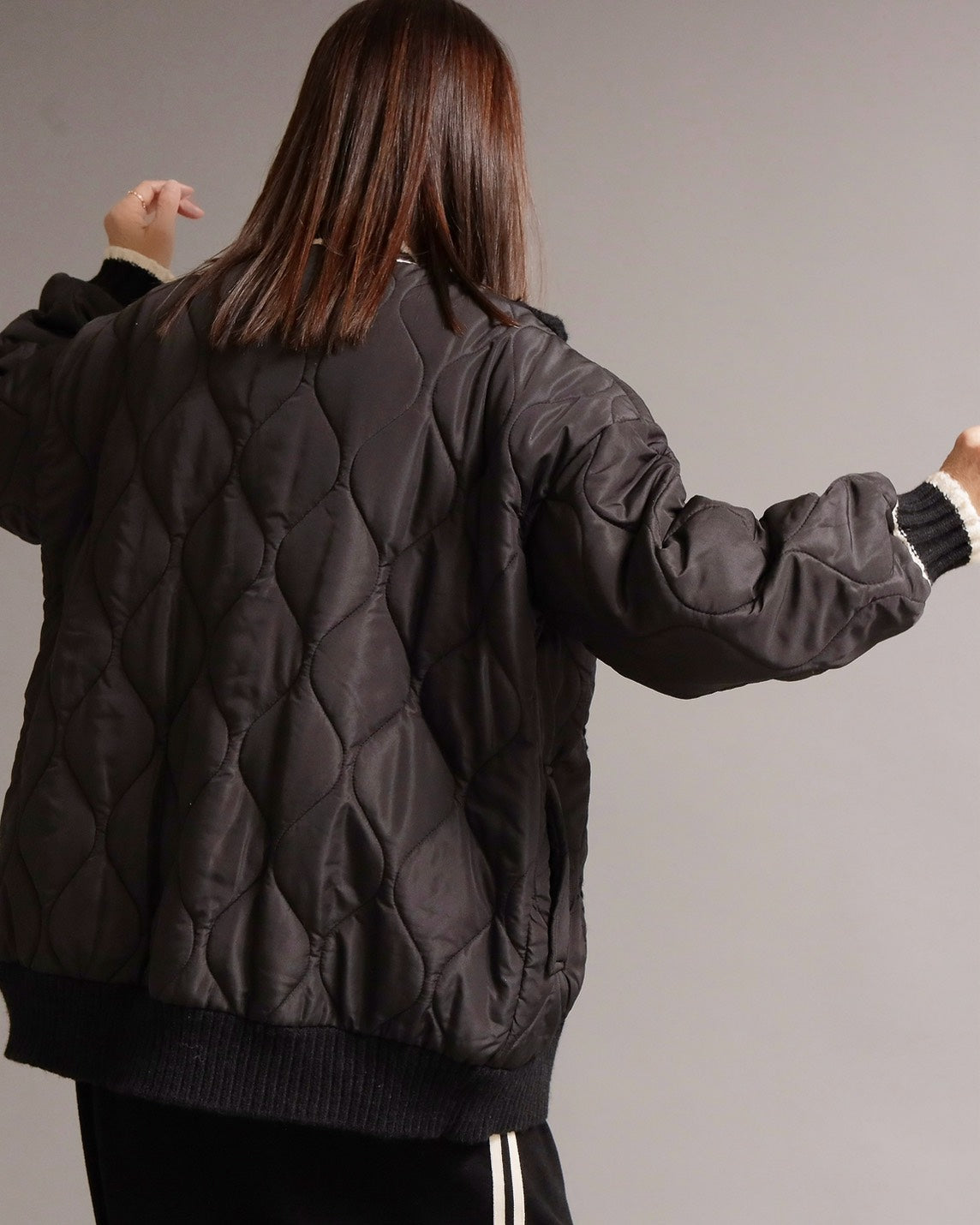 キルティングケーブルニットコーディガン