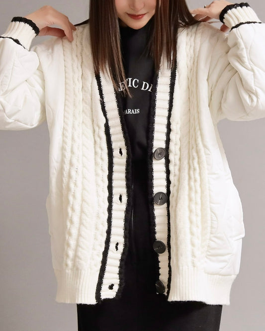 キルティングケーブルニットコーディガン