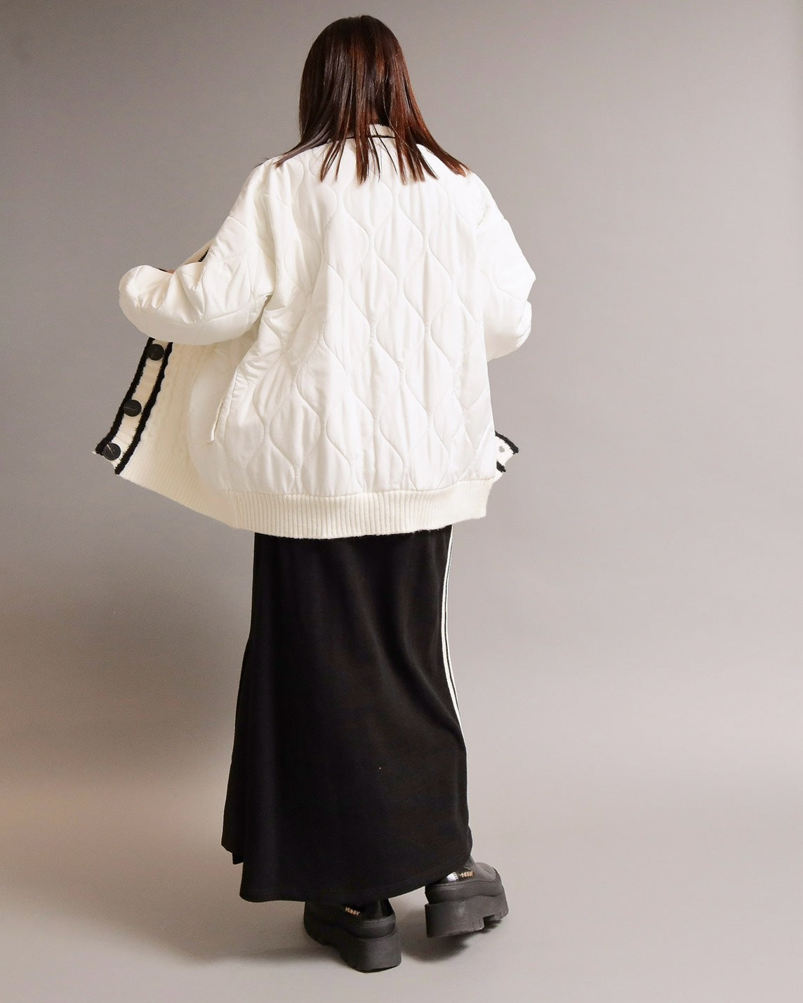 キルティングケーブルニットコーディガン