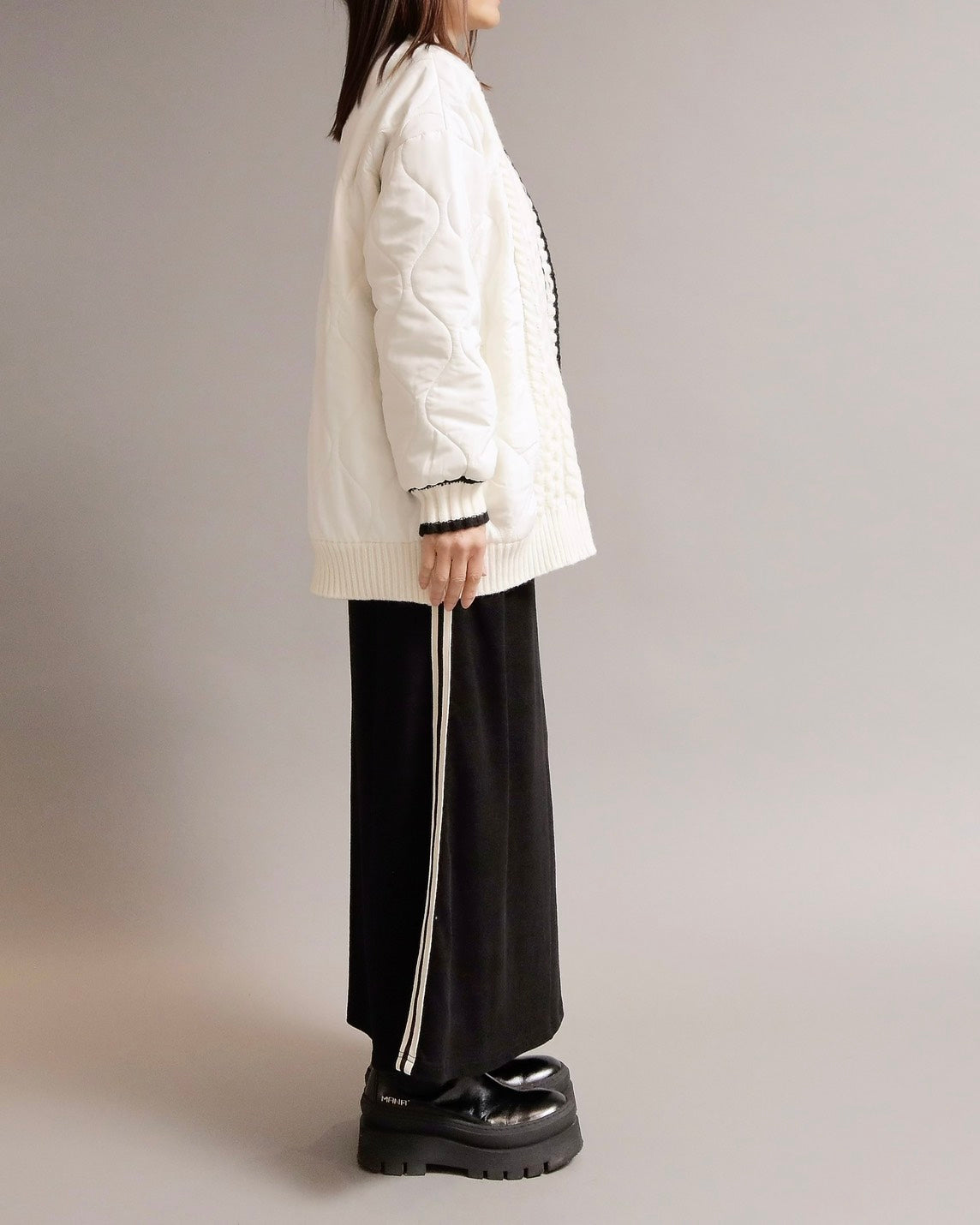 キルティングケーブルニットコーディガン