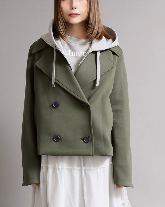 ２WAYレイヤードフーディーショートジャケット