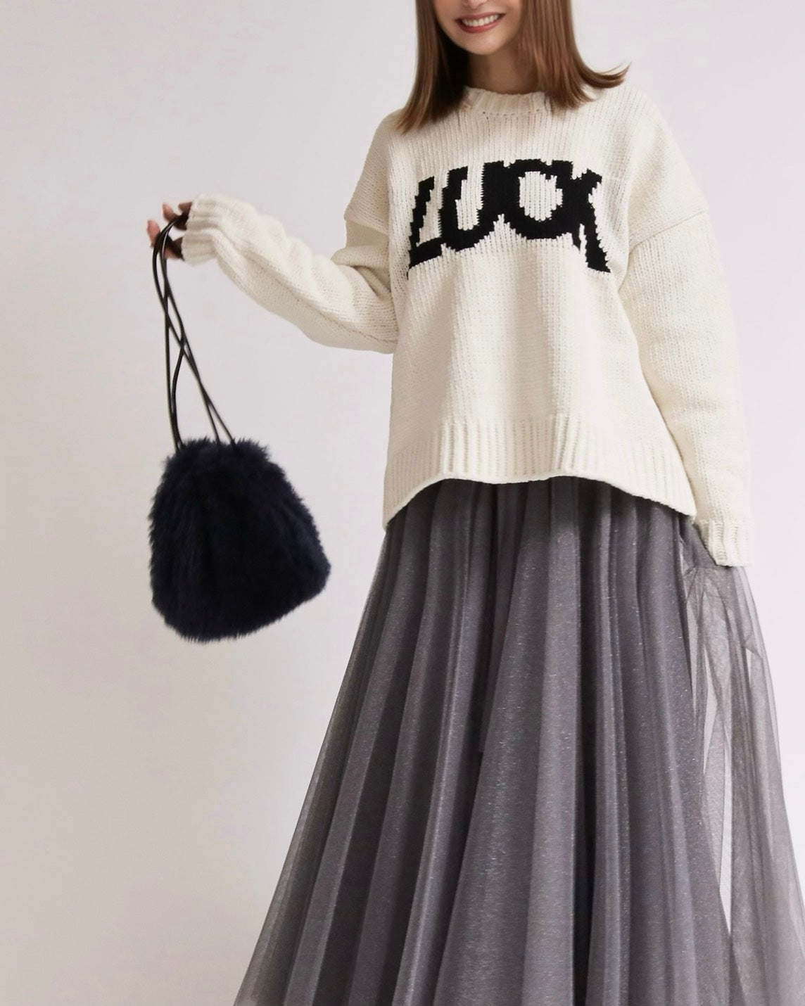 ロゴジャガード クルーネックニット